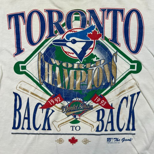 Camiseta De Colección 1993 Toronto Blue Jays Para Hombres Grande Espalda Blanca 2 Espaldas Golpeadas MLB Camiseta - Imagen 2 de 12