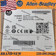 New NEW PLC 22D-D012N104 PowerFlex 40P-5.5 kW (7.5 HP) AC Drive22DD012N104