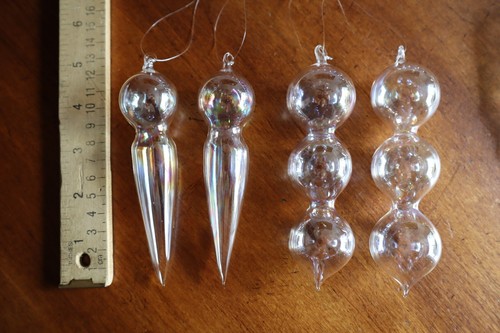 Lot 11 Handblown Clear Thin Glass Iridescent Christmas Tree Ornament Icicle Ball - Picture 2 of 12