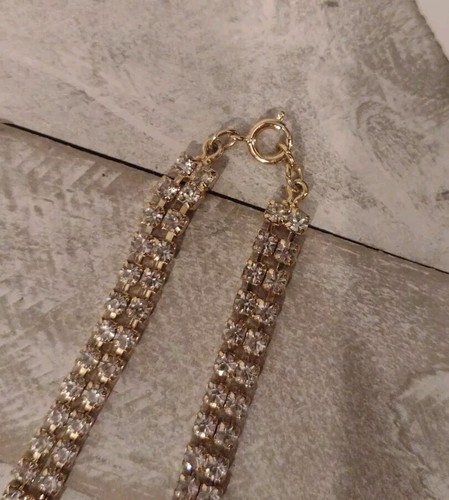 Vtg Dripping Clear Rhinestone Juliana Style Hand Bib Necklace - Picture 8 of 9