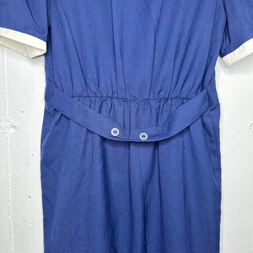 Vintage SGS Studio 80er Jahre Stil marineblau Midi Knopfleiste Matrosenkleid Größe 14P - Bild 5 von 8