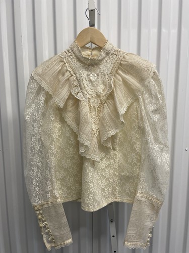 Vintage Gunnies Gunne Sax Lace Ruffle Button Up Size Small - Picture 4 of 10