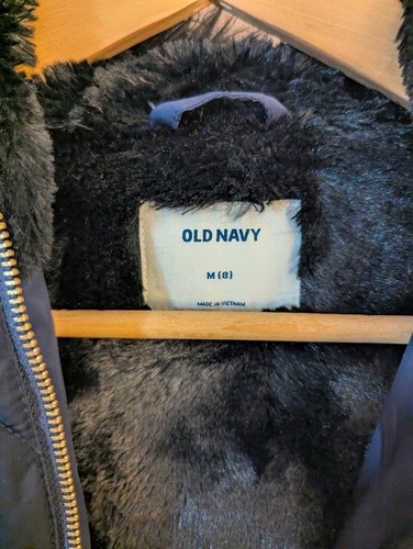 Blue Hooded Jacket With Faux Fur Youth Size 8 Unisex - Picture 3 of 9