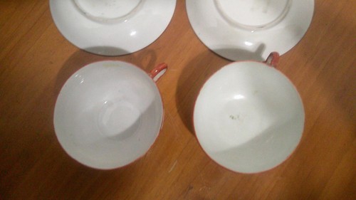 Kutani Style Eggshell Tea Cups & Saucers Japan Hand Painted Geisha Ware Vintage - Picture 8 of 10