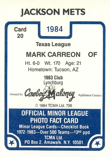 1984 TCMA Baseball Jackson Mets, Jackson, Dykstra, Vaughn U-Pick 1-25 NM - Picture 35 of 41