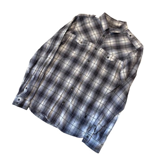 Men’s Allsaints Shirt Medium Arkansas Plaid Western Check Slim - Picture 2 of 7