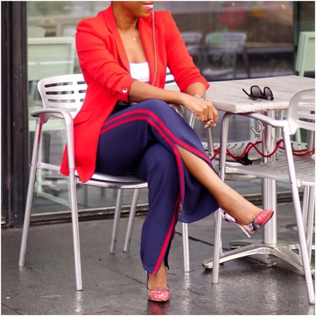 Louisiana At Lafayette Red Waist White And Red Stripes Black Leggings