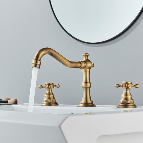 Widespread Bathroom Sink Basin Faucet Waterfall 2 Handle 3 hole Vanity Mixer Tap - Picture 38 of 114