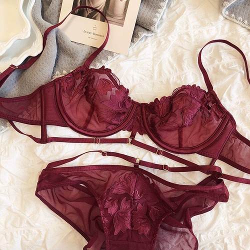 Nuovo set reggiseno sfoderato taglie forti lingerie mutandine moda reggiseni pizzo trasparente slip DN - Foto 28 di 39