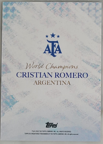 Cristian Romero Argentina 2022 Topps World ChampionsPurple /49 World Cup - Picture 2 of 2