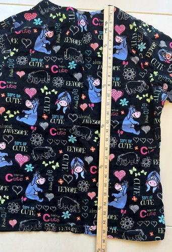 Disney Pullover V Neck Short Sleeve Eeyore Scrub Top Med 100% Cotton 2 Pockets - Bild 5 von 12