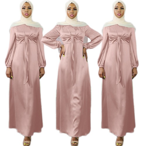 Satin Dubai Kaftan Muslim Women Long Sleeve Maxi Dress Islamic Abaya Caftan Gown - Picture 21 of 32