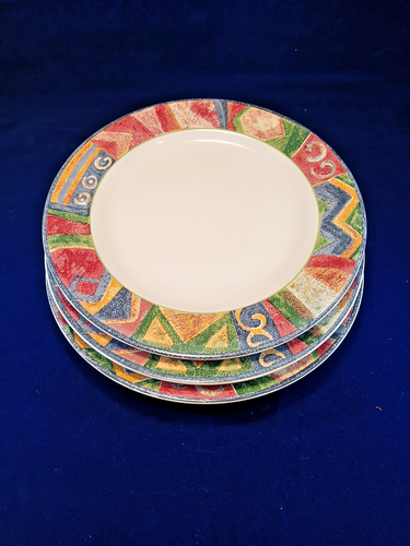 FURIA HOME MADE IN INDONESIA 3 DINNER PLATES 11" DIAMETER - Picture 3 of 6