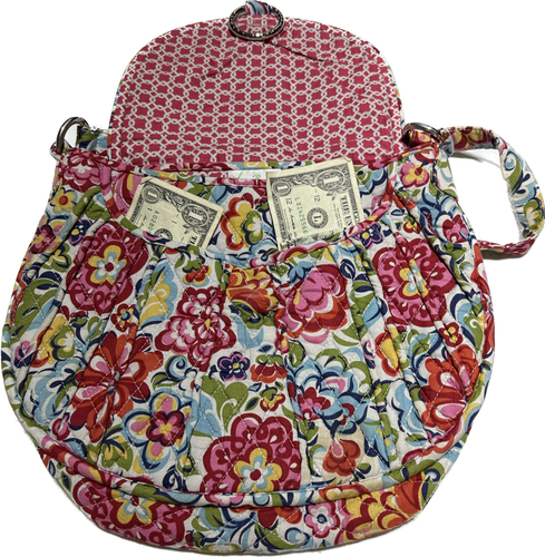 Vera Bradley große Umhängetasche Tragetasche verstellbarer Schultergurt Magnet näher - Bild 4 von 8