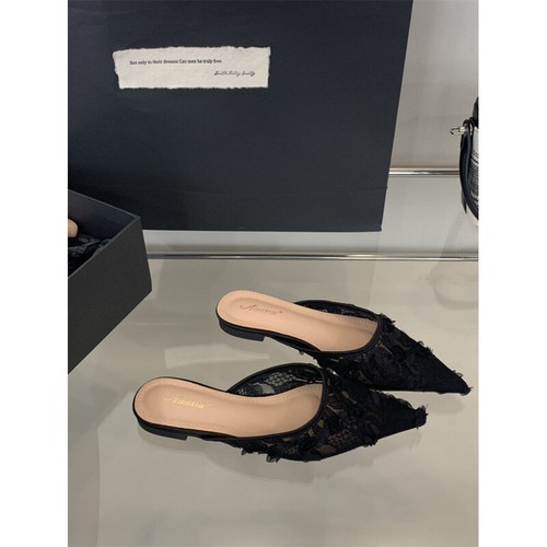 2025 Summer Womens Flat Mesh Sand Shoes Pointed Toe Toe Slippers Sizes 35-39 New - Picture 25 of 27