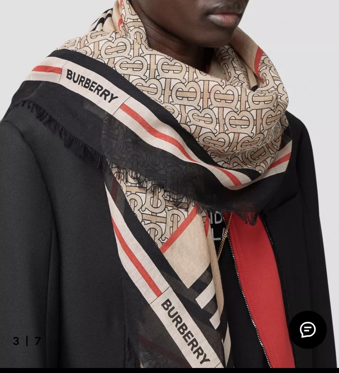 NIB- Burberry scarf monogram square large | eBay