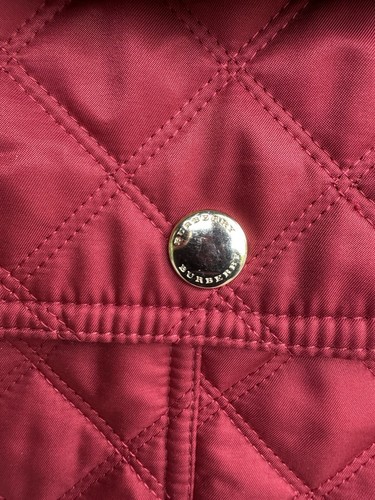 Burberry Brit Red Diamond Quilted Short Jacket Hooded Zip Coat Womens Size M - Picture 6 of 23
