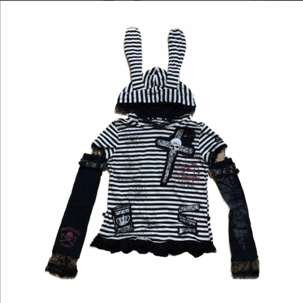 Y2K Skull Mad Punks Rock Cross Kawaii fraying in the Lace