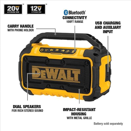DEWALT ATOMIC Compact 2-Tool Combo Kit 20V Li-Ion Cordless w/ Bluetooth Speaker - Picture 5 of 9