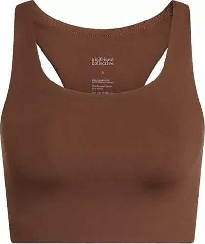 Girlfriend Collective Paloma Classic Sports Bra Racerback Crop Earth Size XL - Picture 3 of 5