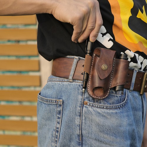 Funda de cuchillo de cuero Tourbon EDC alicates cinturón bolsa de transporte cuchillos de bolsillo funda - Imagen 8 de 24