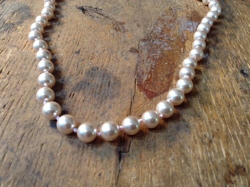 Signed Monet Faux Pearl Necklace 16" - Picture 4 of 4