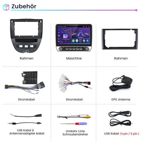 Android 13 Autoradio Für Peugeot 107 Citroen C1 Toyota Aygo Carplay GPS Nav WIFI - Bild 17 von 17