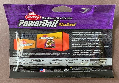 Berkley PowerBait MaxScent 3.6" Flat Worm Fishing Lure - Black Shiner - Picture 2 of 2