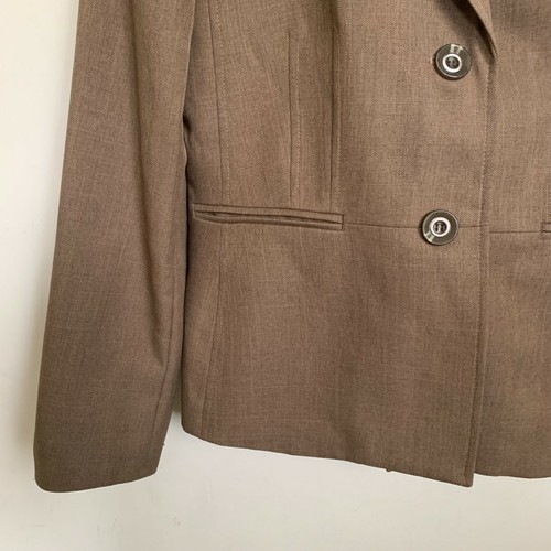 Le Suit Womens Blazer Jacket Brown Round Collar Button Lined Size 8 - Picture 5 of 8