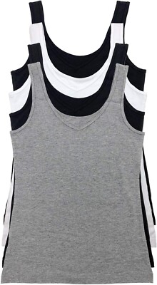 NWT Felina Women's Reversible Neckline 4 Pack Cotton Tank Top Size XL $65 9C195