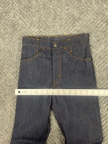 Vintage 70s Levis Husky Bell Bottom Jeans Boys 24x26 Dark Wash Kids NOS - Picture 11 of 16