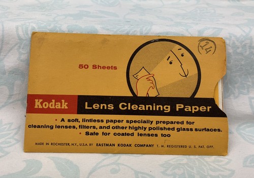 Caja abierta de papel de limpieza de lentes Kodak NOS de colección al menos 30-40 hojas