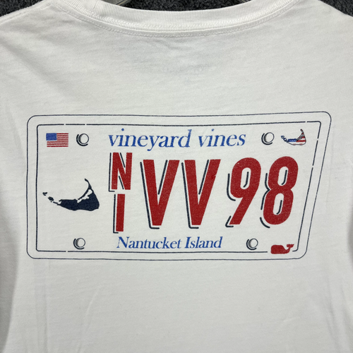 Vineyard Vines T Shirt Boys Medium 12-14 White NIVV98 Graphic Long Sleeve Pocket - Picture 13 of 15