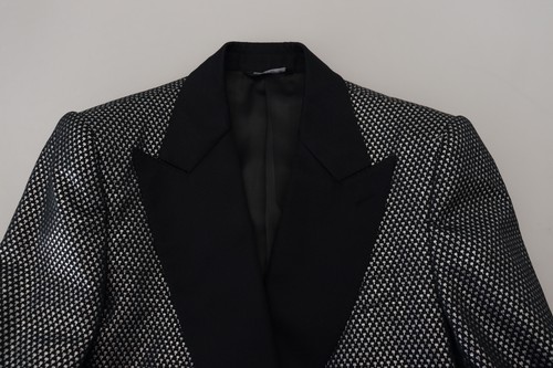 DOLCE & GABBANA Blazer Black Silver Jacquard Slim Fit Jacket IT48 /US38/ M $3000 - Picture 7 of 13