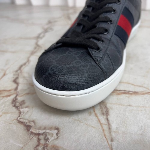 Gucci Ace Web GG Supreme Zapatillas Entrenador Cuero Gris 7 G o 7.5 EE. UU. 41 EUR - Imagen 3 de 12