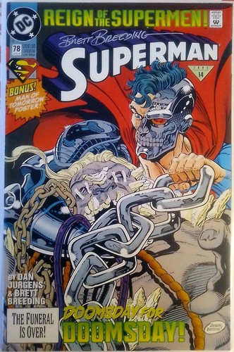 Reign Of The Supermen! Superman #78 w/Poster SIGNED BY "Breeding" w/COA Comic 