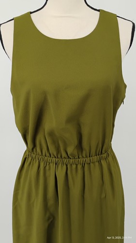 NUEVO CON ETIQUETAS J. Vestido midi CREW con botones en la espalda verde oliva sin mangas forrado con cremallera lateral talla 6 - Imagen 11 de 24