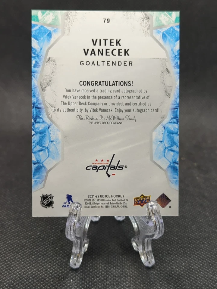 2021-22 Upper Deck Ice White Snowflake Auto Vitek Vanecek #79 Auto - Image 2 of 2