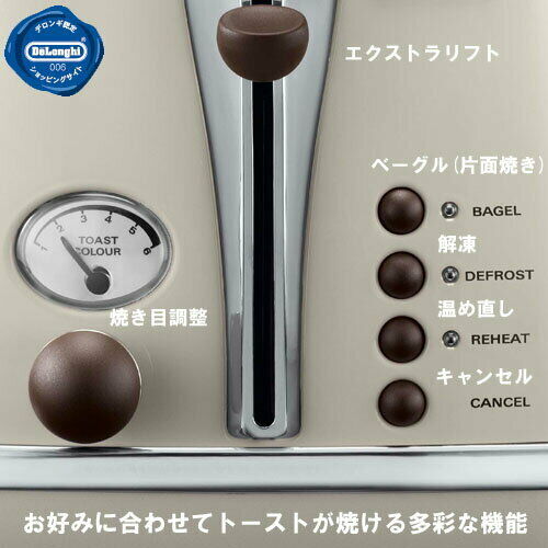 DeLonghi Pop-up Toaster ICONA Vintage Collection CTOV2003J-BG Dolce Beige AC100V - Picture 2 of 5