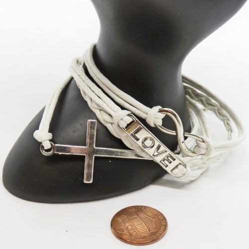 Pulsera Inspirativa Tono Plateado Metal Infinity, Love, Cross - Imagen 8 de 10