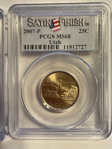 2007-P & D 25C PCGS MS68 UTAH QUARTER SET OF 2 COINS - Picture 2 of 13
