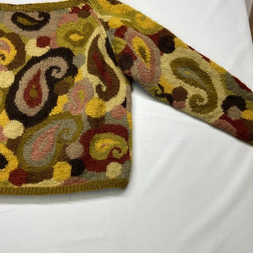 Tara Handknits Damen schwerer handgesponnener Grobstrick Wollpullover Blumenmuster XL - Bild 10 von 13