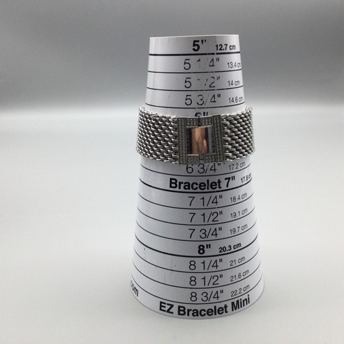 Peugeot Watch Women 22mm Silver Tone Square Pave MOP Mesh Band New Battery 7" - Picture 10 of 16