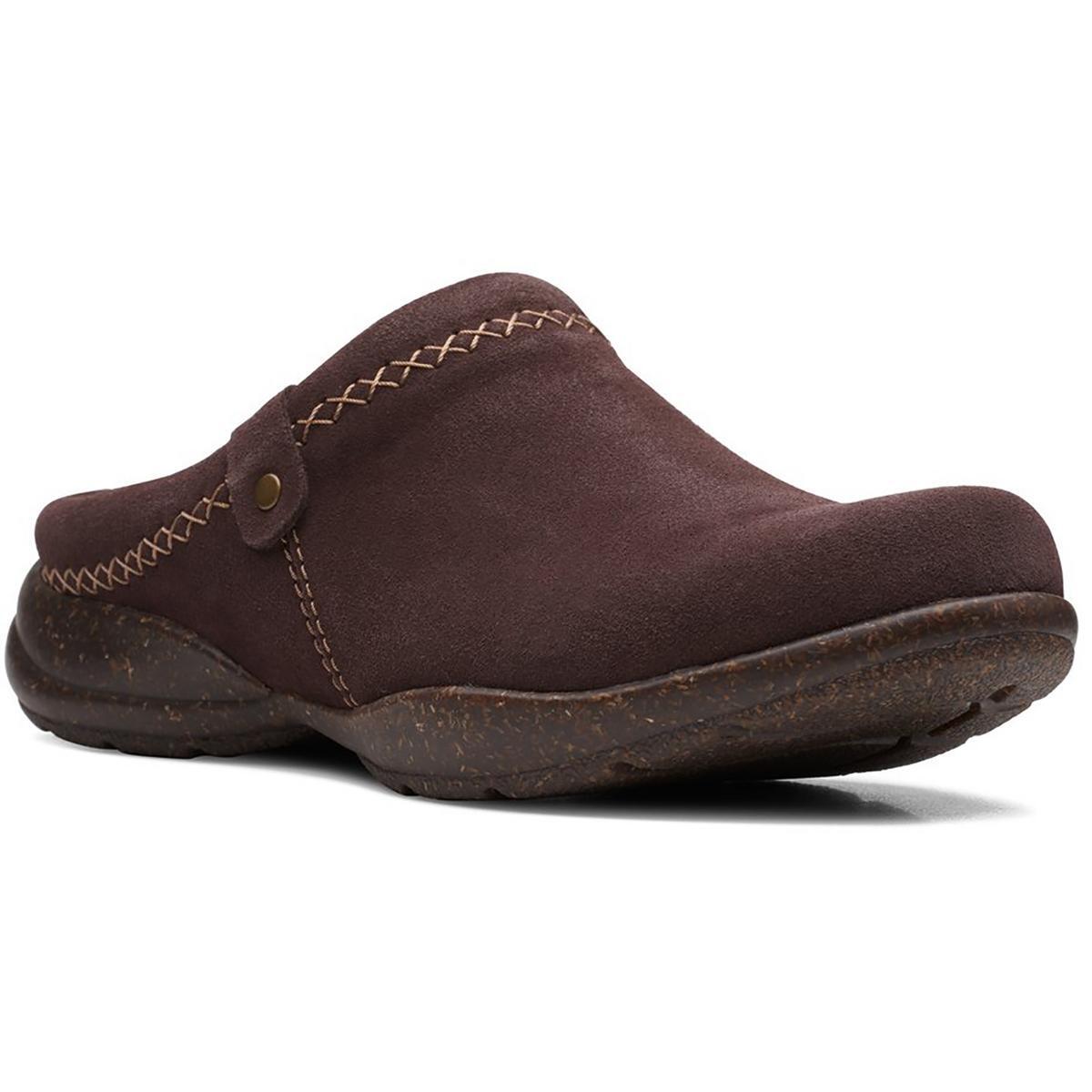 Женские замшевые сабо Clarks Roseville Echo коричневого цвета, 9,5 см, узкие (AA,N) BHFO 4402