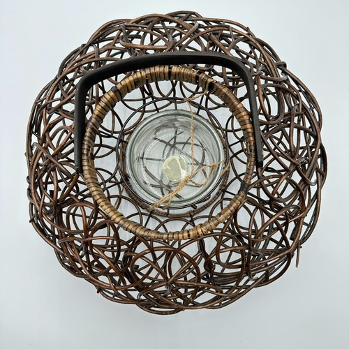 Hanging Dark Brown Rattan Lantern Candle Holder - Picture 4 of 6