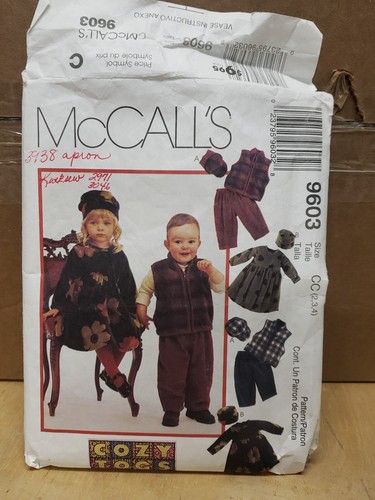 McCall's Sewing Pattern #9603  Toddlers Dresses, Vest, Pull-On Pants &Hat. -Cut- - Picture 1 of 4