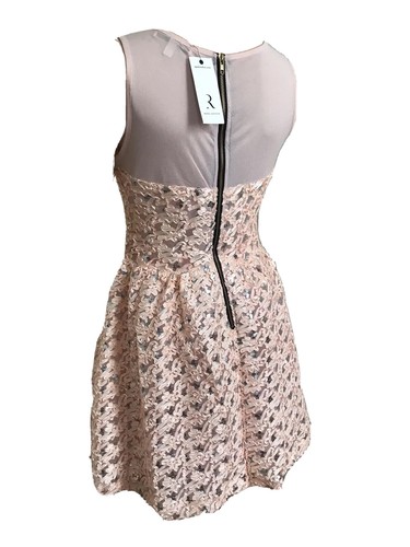 RARE LONDON RETRO 50S MESH SEQUIN SKATER PROM PARTY DRESS UK 10 EU 38 SMALL BNWT - Picture 9 of 11