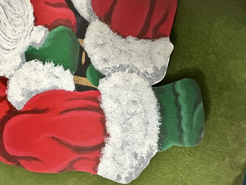 Vtg Santa Hand Painted Wooden Wall Plaque Wall Hanging Christmas Decor - Picture 4 of 8