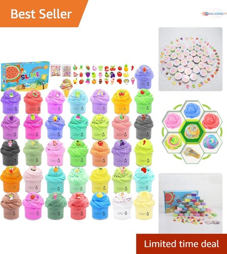 36 Pack Mini Butter Slime Kit Non-Sticky Soft with Charms Party Favors Gifts