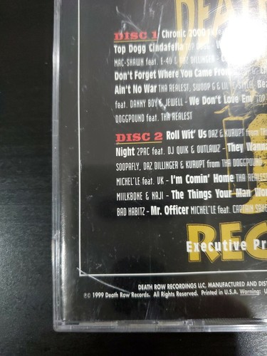 2CD 1999 DEATH ROW Suge Knight CHRONIC 2000 DAZ KURUPT 2PAC DPG G-FUNK LIKE NEW - Picture 3 of 11